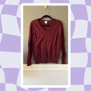 Burgundy V-Neck Sweater